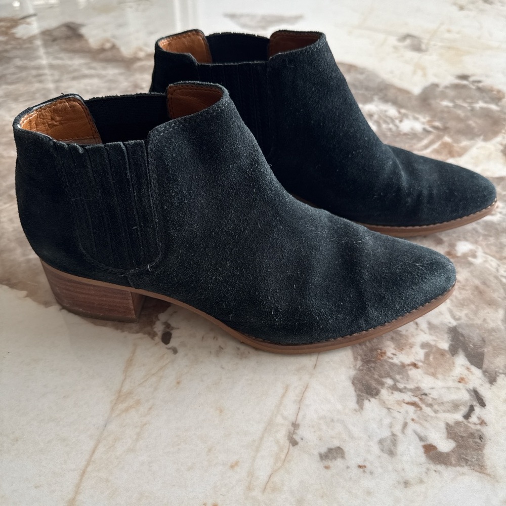 Franco Sarto Black Suede Ankle Booties - Women's Chelsea Style